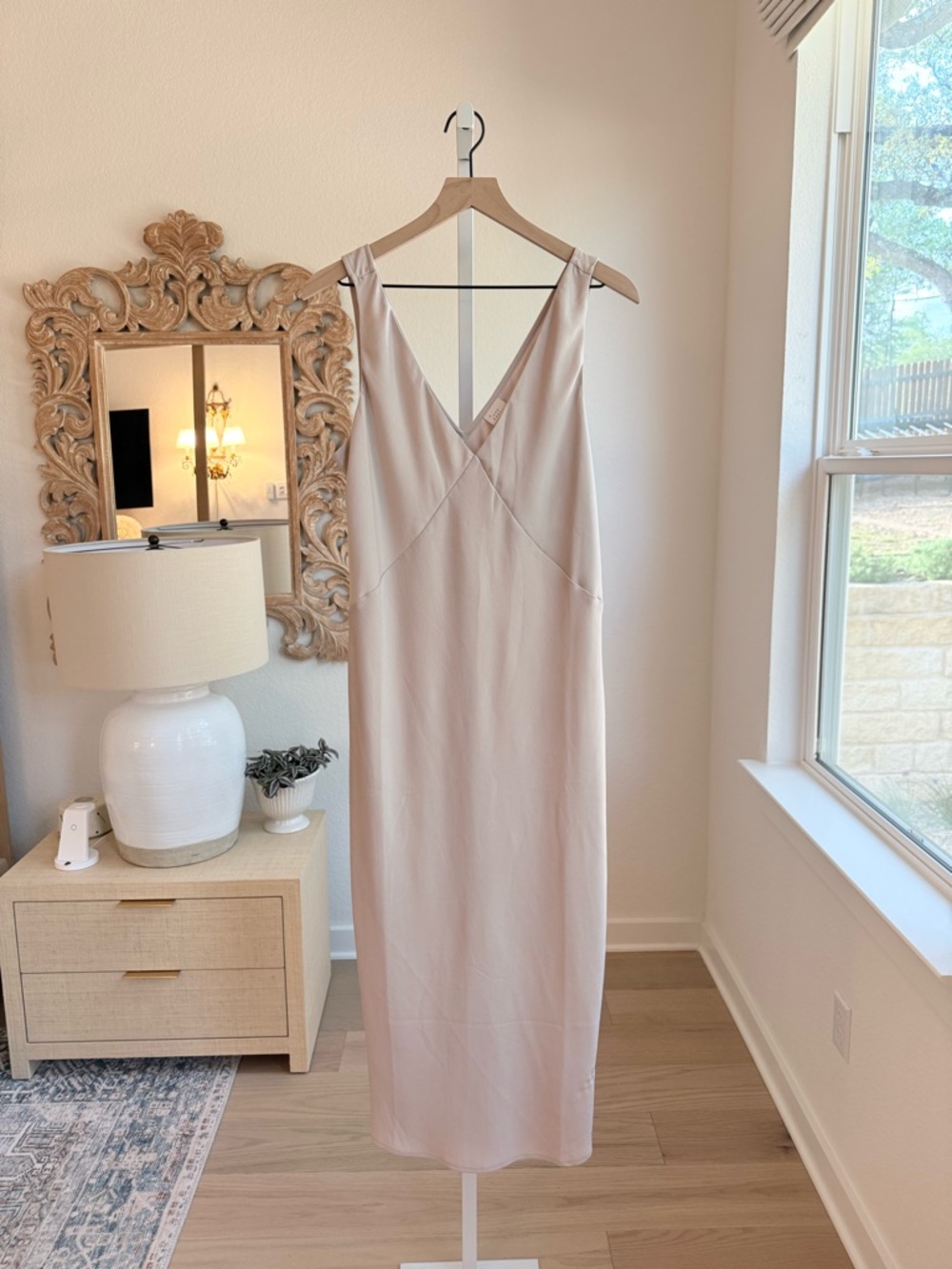 A New Day Champagne color V-neck satin slip dress NWT - Picture 2 of 6